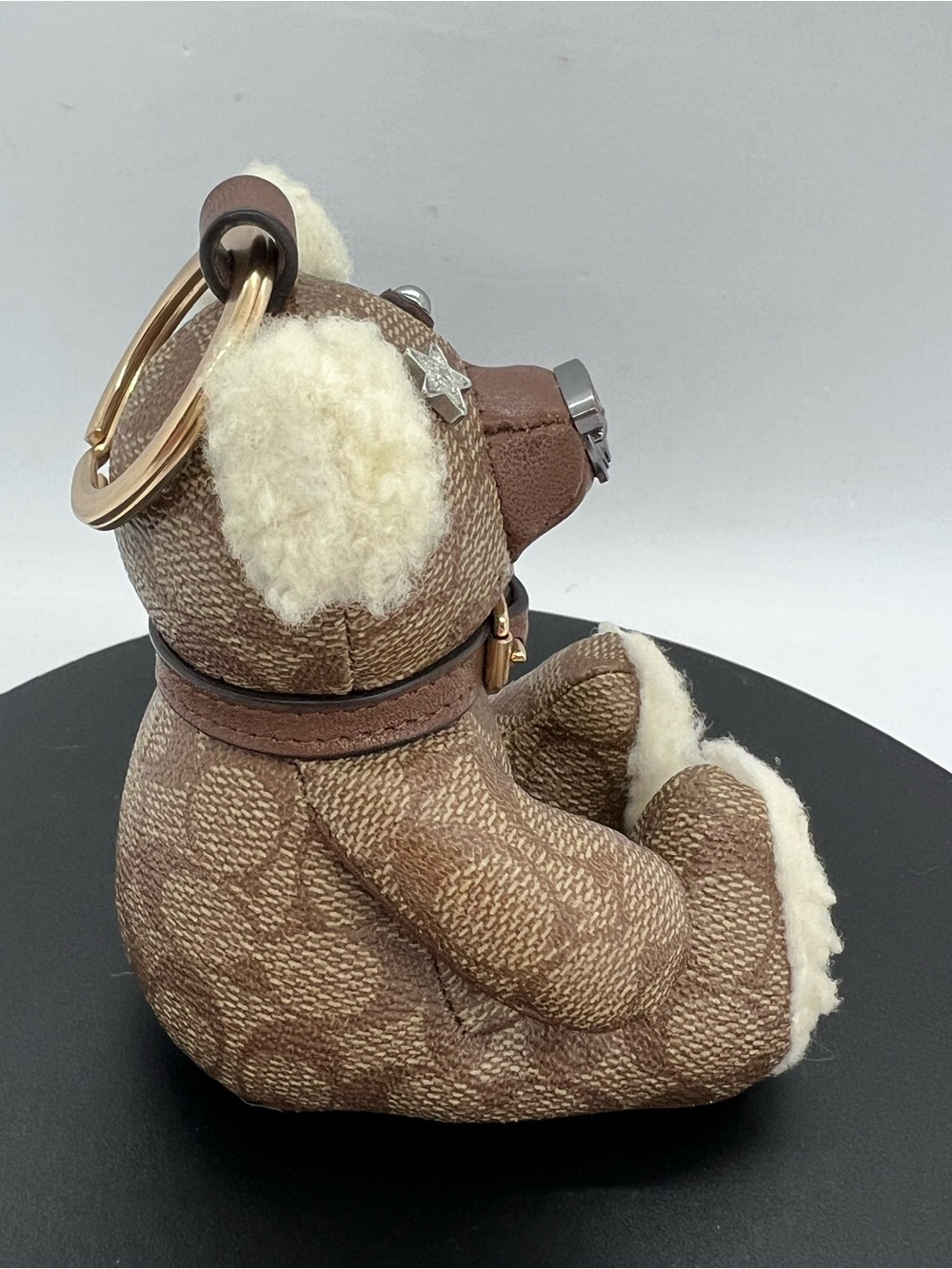 Coach Signature Canvas Bear Bag Charm Keychain with Shearling (Missing Tag) - Picture 10 of 15